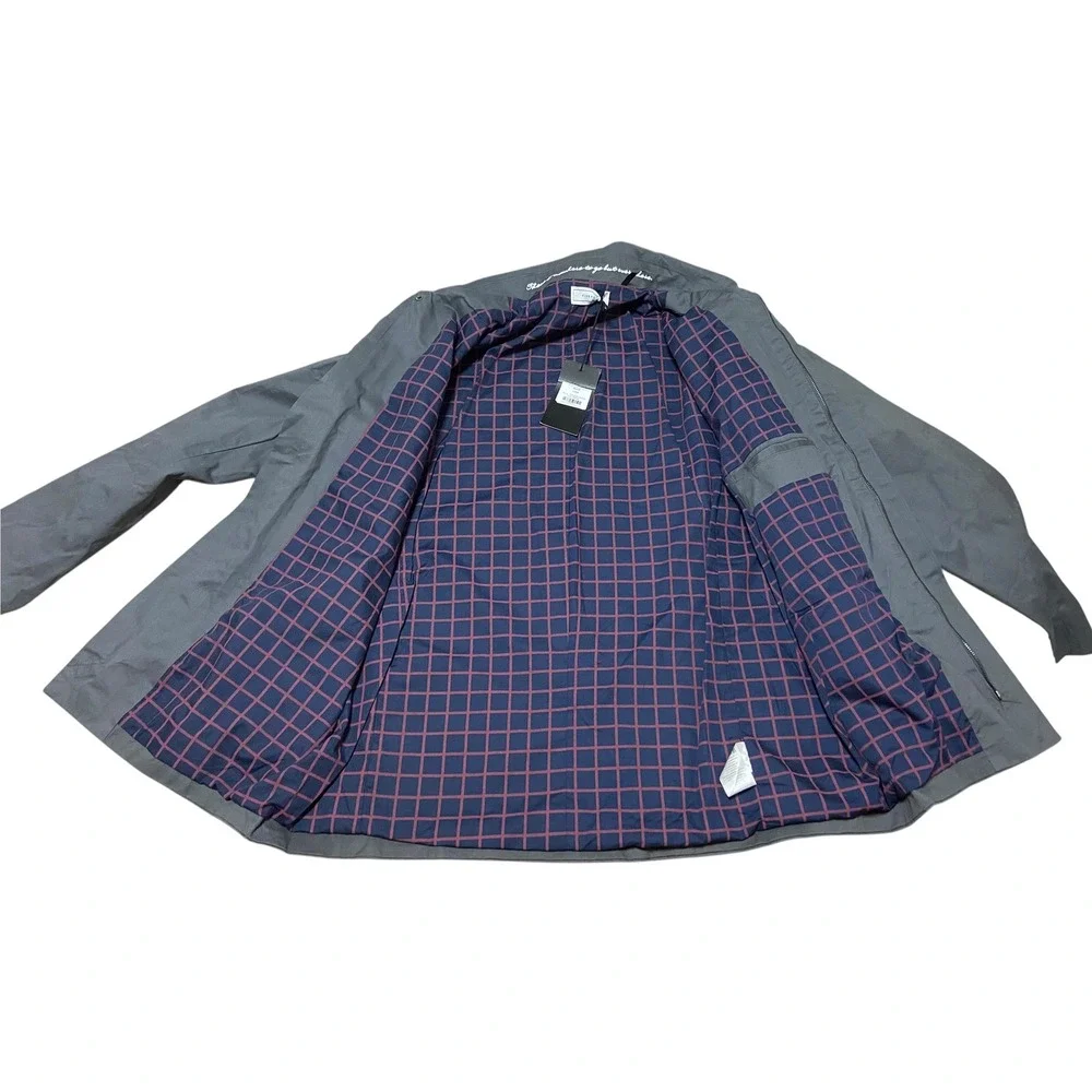 FIVEFOUR NWT Blaine Charcoal Gray Jacket Cotton Lightweight Coat Plaid‎ Lined L